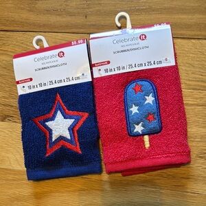 NWT - Bundle of 2 - Celebrate It Star & Popsicle Dishcloth Sets 10” x 10”